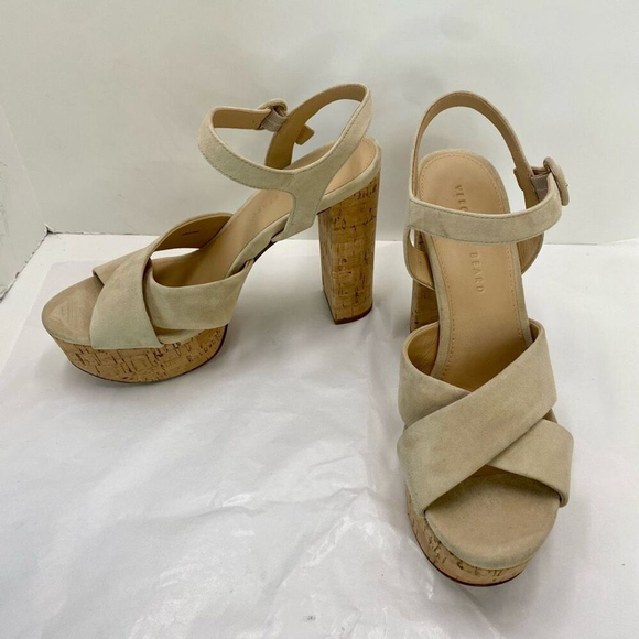 Veronica Beard Shoes - Veronica Beard 'Lucille' Suede Platform Heel Sandals, Cream Ecru Strappy Women’s